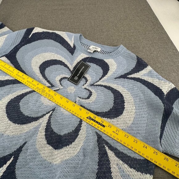 NEW! Just Polly‎ Knit Sweater Blue & White $49  Plus 3X Stripes Abstract Flower - Picture 9 of 12